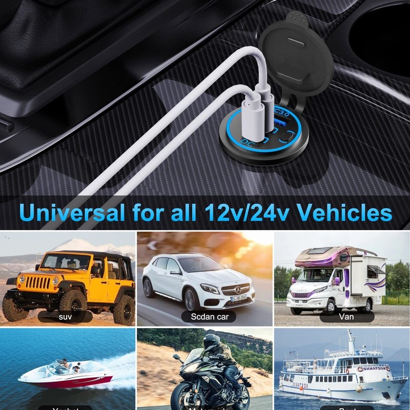 USB Outlet 12V Car Charger Port Cigarette Lighter Socket Charging Plug Adapter gallery