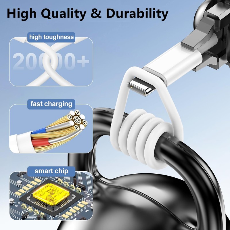 2x Cable Cargador 10-Pies USB Tipo C Carga Rapida 60 W Para iPhone 16 Pro Max gallery