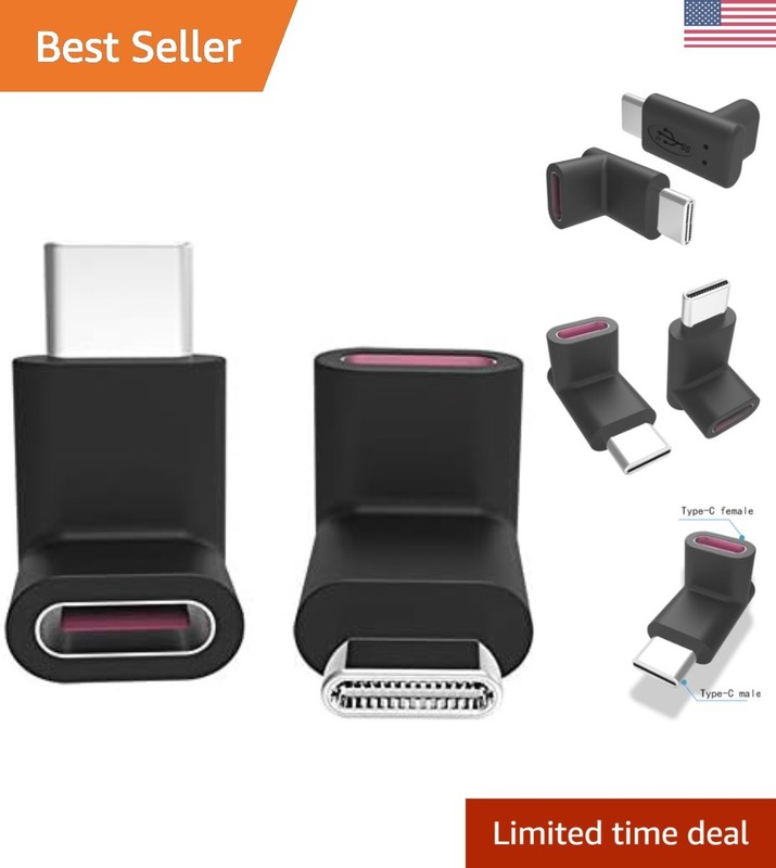 Compact 90 Degree Type-C Male to Female Adapter for Laptops and Mobile Devices