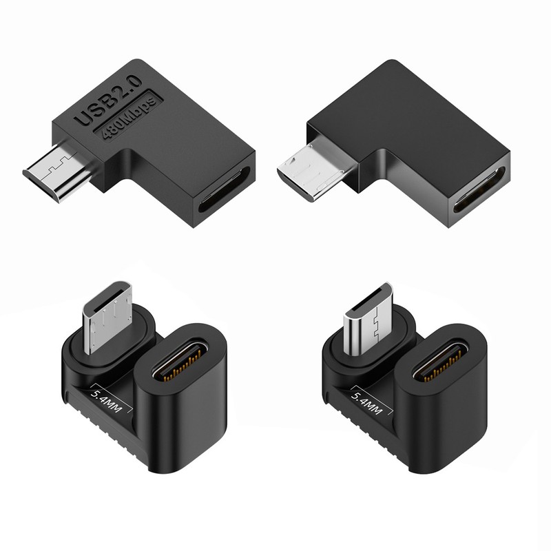 Chenyang 4pcs/lot Angled USB-C USB2.0 Female to Micro USB Male Power DataAdapter