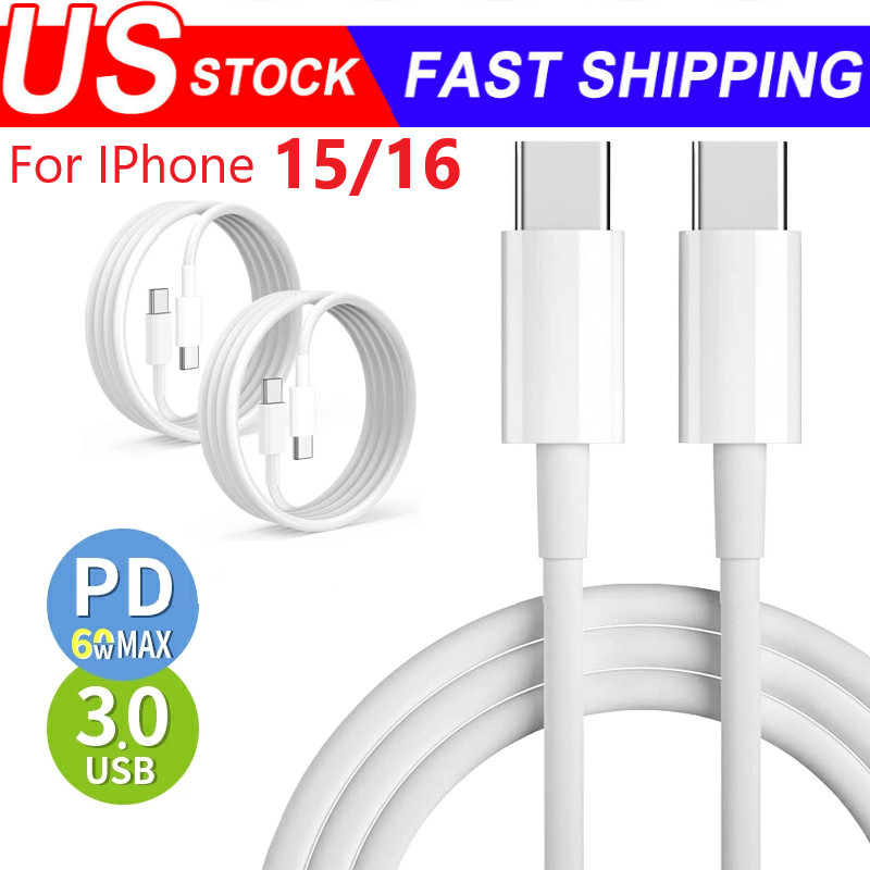 IPhone 16 15 Pro Max USB-C to USB-C Cable Fast Charger lot Type C Charging Cord