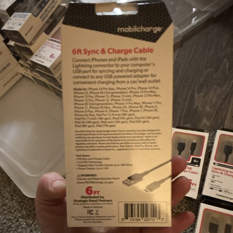 5 Pack mobilecharge iPhone charging cables USB Sync & Charge Cable 6ft Black gallery