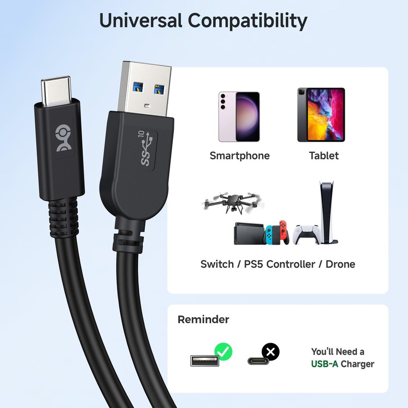 Cable Matters USB-IF Certified 10Gbps Gen 2 USBA to USB C Cable - 3.3 ft, USB... gallery