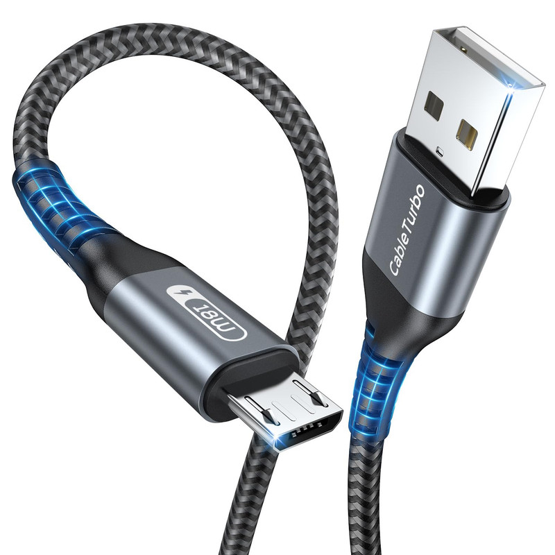 Short Micro USB Cable [2Pack 0.5FT] 6Inch USB to Micro USB Data Cable Nylon Brai
