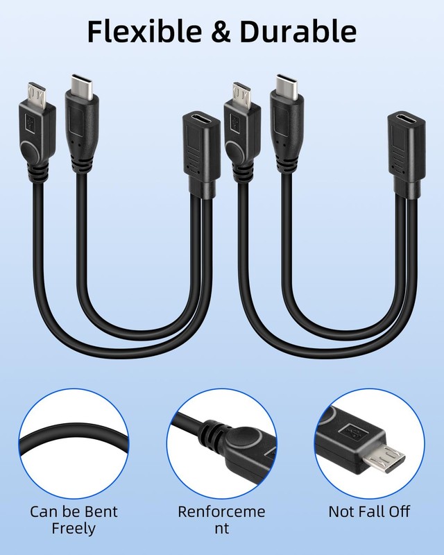 2Pack 1FT USB C Female to Micro USB Male & Type C Male Charging Cable, 2in1, ... gallery