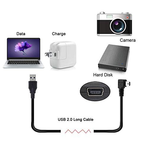 Mini USB 2.0 Cable 90 Degree Right Angle Male to Male 3M - Data Transfer & Charg gallery