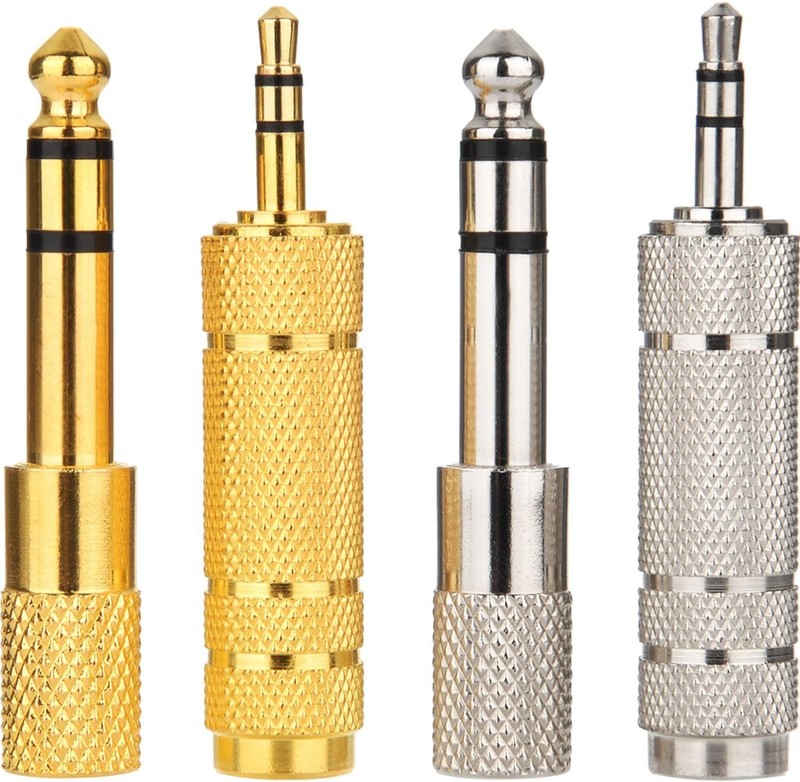 4-Pack Headphone Adapters: 6.35mm Male to 3.5mm Female - Gold & Silver gallery