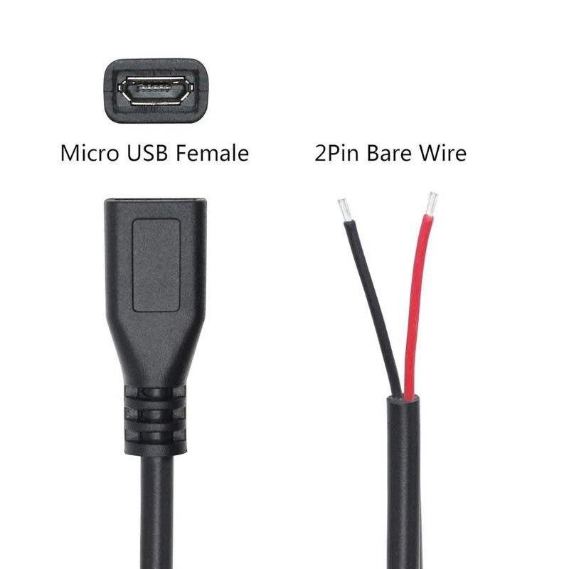 Short Micro USB Female 2 Pin Bare Wire,30cm/11.8in to Open End... gallery