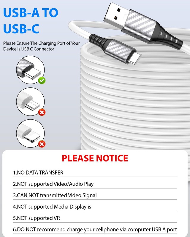 30ft USB A to Heavy Duty Charging Cable for Power Station Black gallery