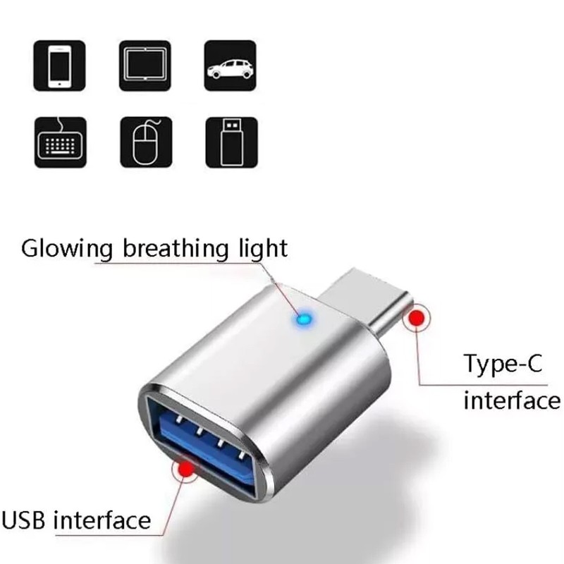 LED USB-C 3.1 Male to USBA Female Adapter Converter OTG Type C For Android Phone gallery