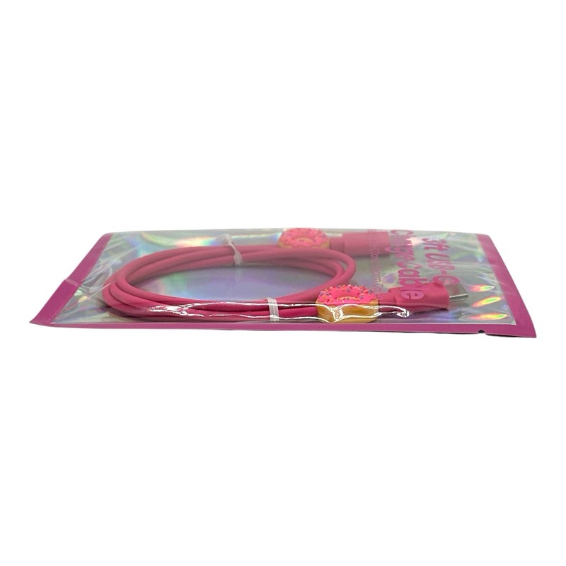 Donut Charm Pink USB-C to USB-C 3ft Charging Cable 60W Fast Charge 480Mbps - NEW gallery