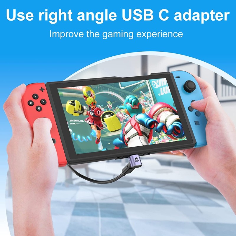 90 Right Angle USB C to USB C Adapter Type C Fast Charging Converter 40Gbps 100W gallery