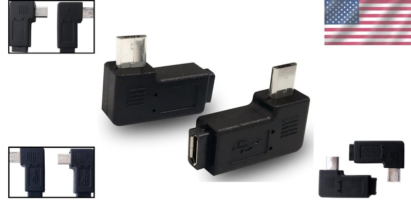 Compact 90° Angle Micro USB Male-Female Adapter Pair for Ultimate Connectivity gallery