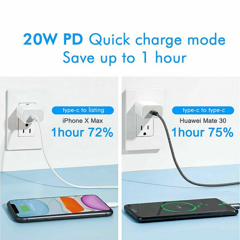 1/5X USB-C For iPhone 8 11 12 13 14 15 16 17 PD Fast Charger Cable 20W Block Lot gallery