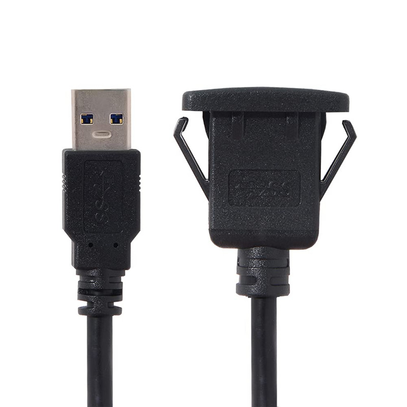 1M Waterproof Single USB 3.0 Extension Latch Mount Car AUX Cable for Dashboard P gallery