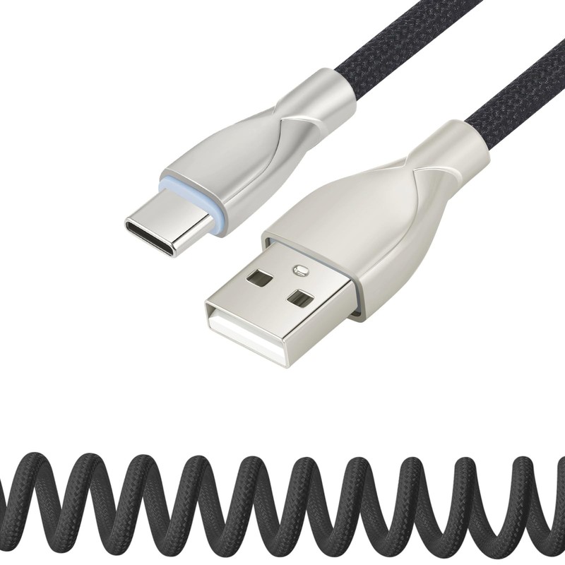 Coiled Mechanical Keyboard Cable, USB -to USB-A Keyboard Wire, Black Braided ... gallery