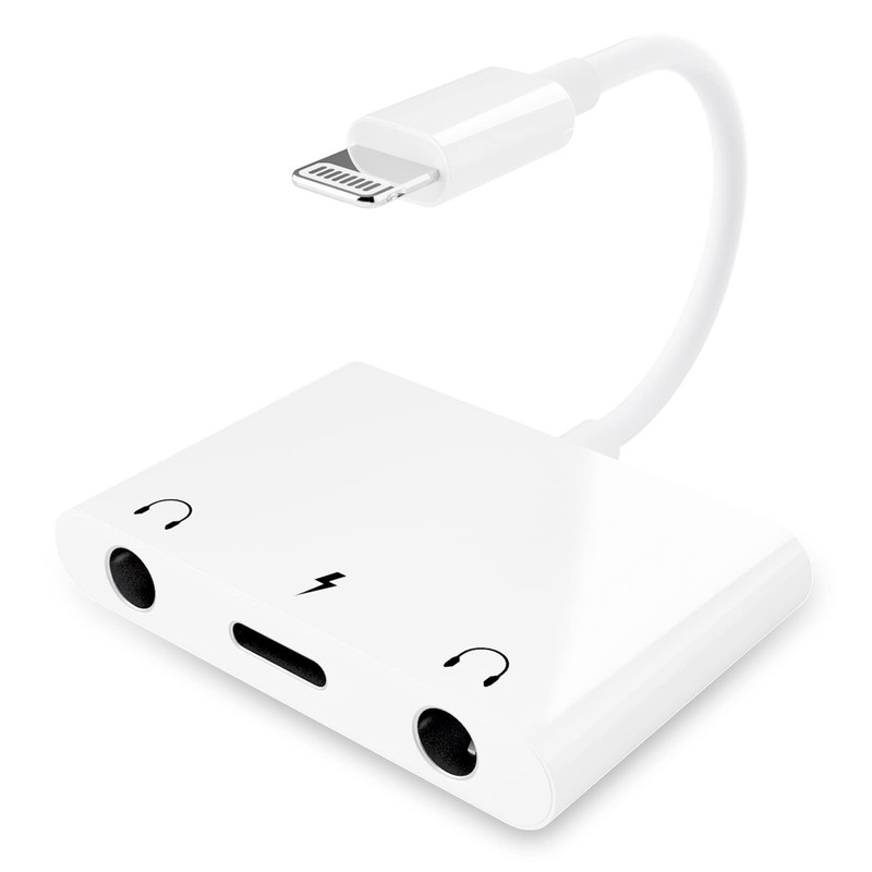 3 in 1 Dual 3.5mm Headphone Jack Adapter – Audio & Charging Splitter for iPhone