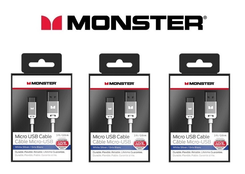 3x Monster High Quality Micro USB to USB cable charging & sync Android 3ft 90cm