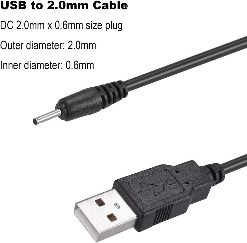 50cm USB Type A Male To DC 2.0mmx0.6mm 5V DC Barrel Jack Power Charging Cable gallery