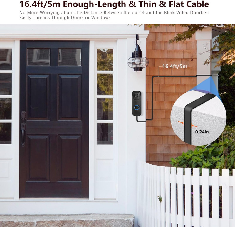 2-in-1 Power Cable & Mount for Blink Video Doorbell - No Drill, 16.4ft Cord gallery