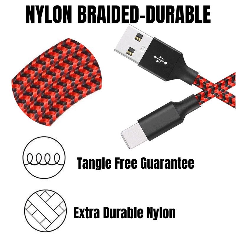 3/6Pack 10ft Braided USB Charger Cable Cord For iPhone 14 13 12 11 XR 8 7 6 iPad gallery