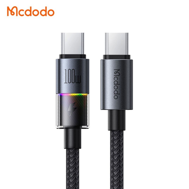 Mcdodo Colorful LED USB-C to USB-C Cable Fast Charging Cord Nylon 100W PD gallery