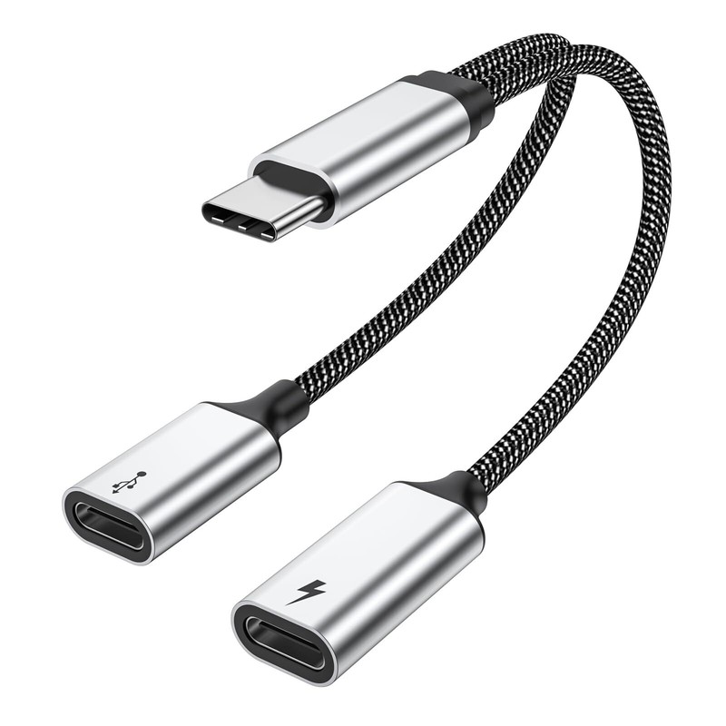 USB C Splitter USB C to USB C Female Adapter USB Y Splitter Cable(NOT for Mon…