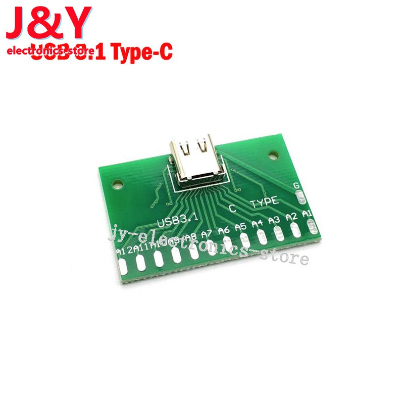 24Pin USB 3.1 Type C Female Plug Socket Connector SMT Type + PCB Board For DIY gallery