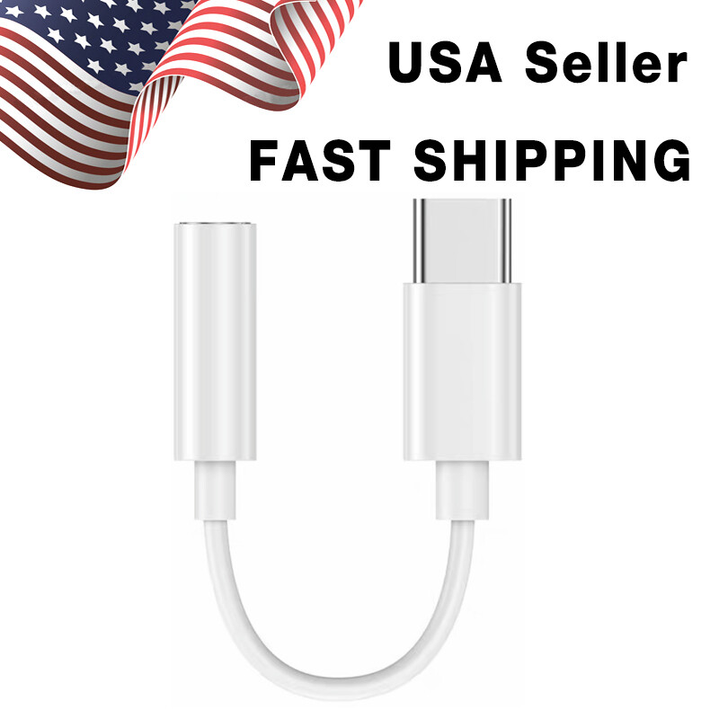 USB C Type C Adapter to 3.5MM Aux Audio Jack Earphone Headphone Cable USB White