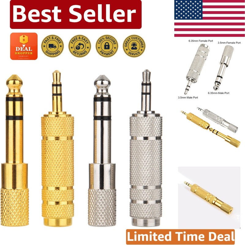 Versatile Metal Audio Jack Adapters: 4PCS Set in Golden & Silver Finishes