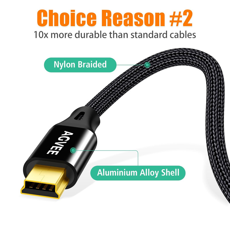 2 Pack 6.6Ft Mini USB Cable Replacement Charger Charging Cable Cord for Leapfrog gallery