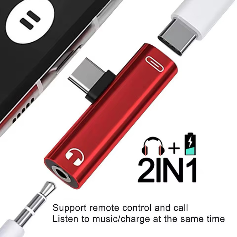 2 in 1 Type C to 3.5mm Aux Audio Cable Cord Charger Headphone Splitter Adapter gallery