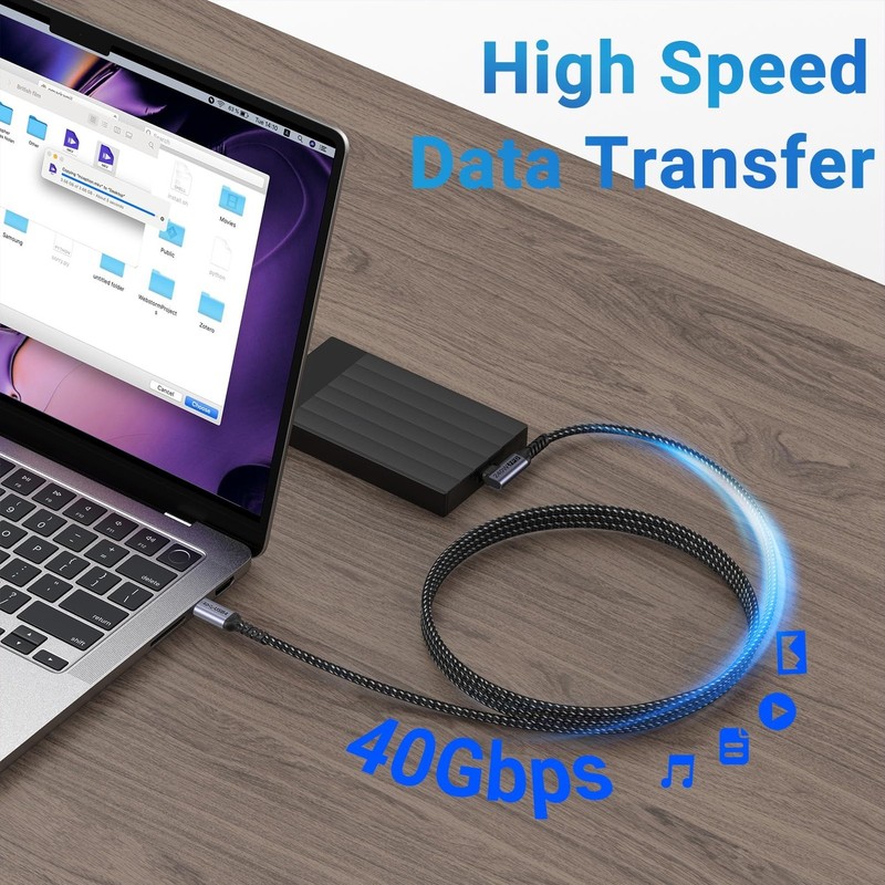 Long USB C to USB C Cable 6.6FT 2 Packs, 240W USB 4 Right Angle gallery
