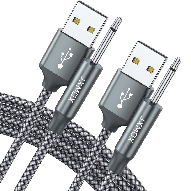 USB Charger Cord 2.5Mm, (2-Pack 3Ft) Replacement DC Charging Cable (Grey)
