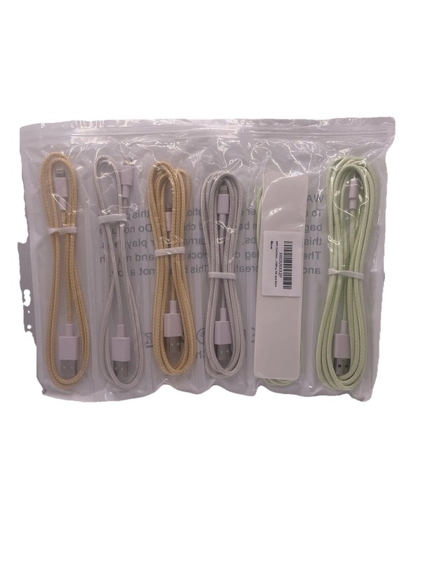 Threaded iPhone Chargers(6 PACK) For Modern iPhones. 2 Green,2 White & 2 Orange
