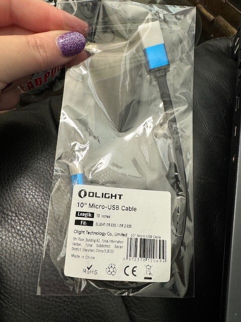 Olight OEM 10″ Micro USB Cable Blue (USB-A to Micro-USB) NEW
