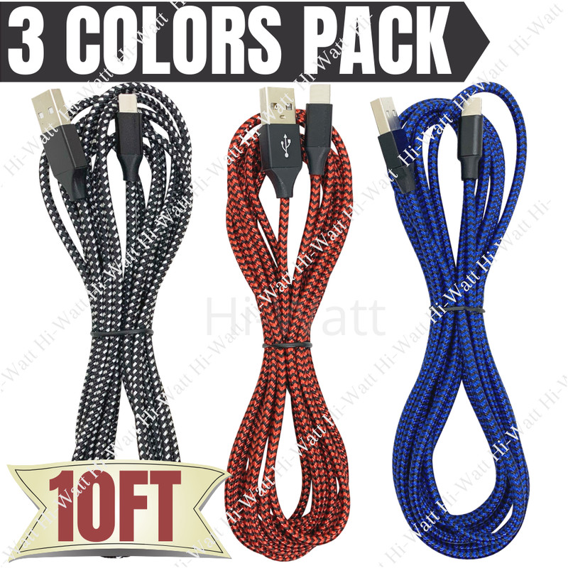 3PACK 10Ft USB Charger Cable Heavy Duty For iPhone SE 11 iPad Fast Charge Cord