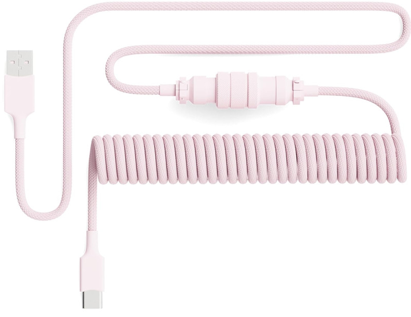 Coiled USB C Cable Pink for Gaming Keyboard and Mechanical Keyboard 1.8M USB A