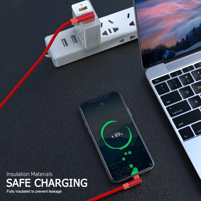 90° Elbow Micro USB 2.4A Fast Charging Cable Data Cord for Samsung, Xiaomi gallery