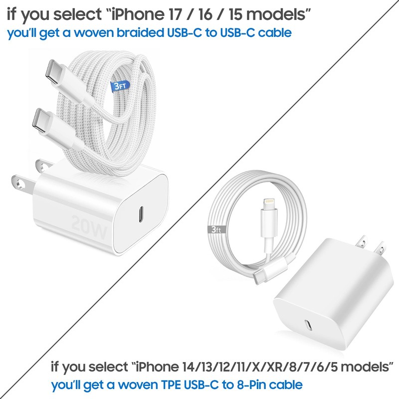 Original USB-C PD Fast Charger For iPhone 17 16 15 Pro Max Type C Charging Cable