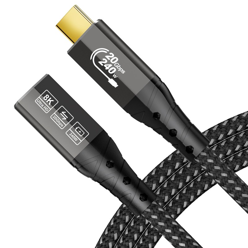 USB C Extension Cable 10FT USB 3.2 20Gbps PD 3.1 240W 8K@30Hz 4K@60Hz