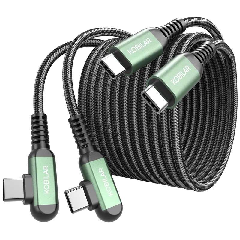 10ft USB C to USB C Cable, Type C Charger Cord Right Angle 2pack, 60W Fast Charg