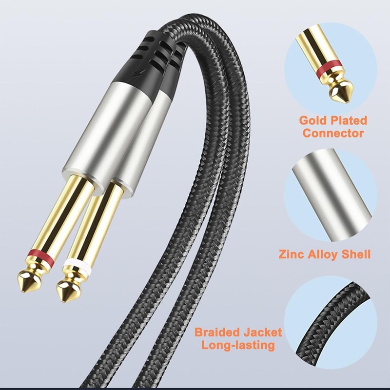 5ft 3.5mm to 1/4 Adapter Audio Stereo Cable TRS 1/8 to Dual Quarter Inch TS 6.35 gallery