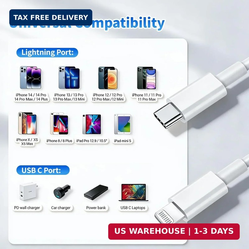 iPhone Charger Cord [Apple MFi Certified] USB C to Lightning Cable 3Pack 10 FT T gallery