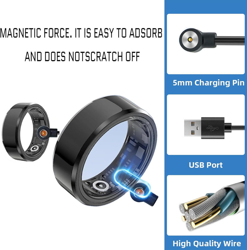2 Pcs Magnetic Smart Ring Chargers Replacement Charger Cord for 4 Mm Suitable fo gallery