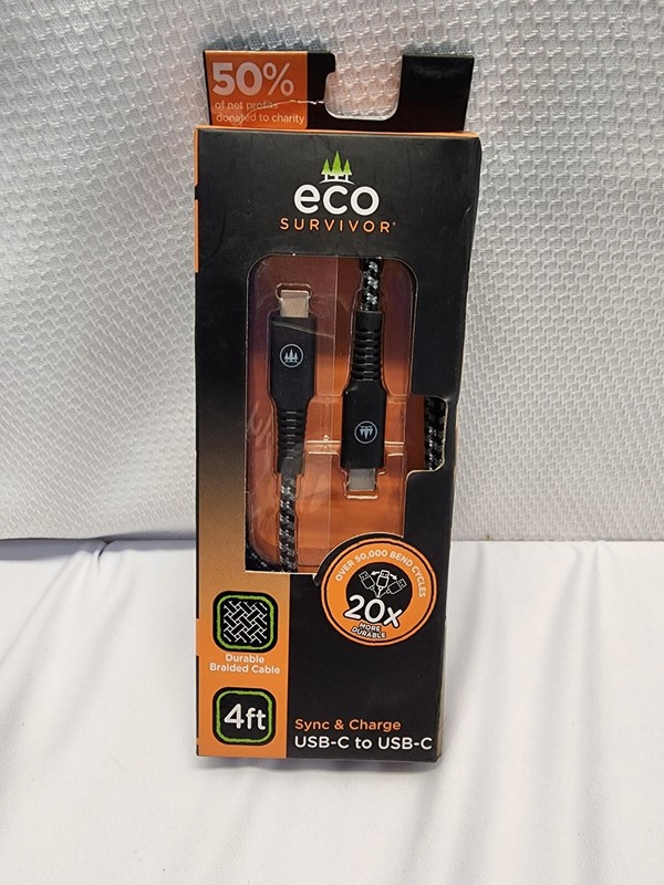 Eco Survivor USB C to USB C 4ft braided cable