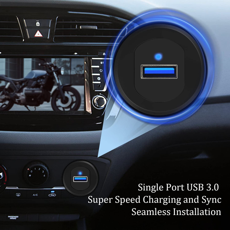 USB 3.0 Car Mount Flush Cable with LED Indicator Single Port, USB3.0 Male to Fem gallery