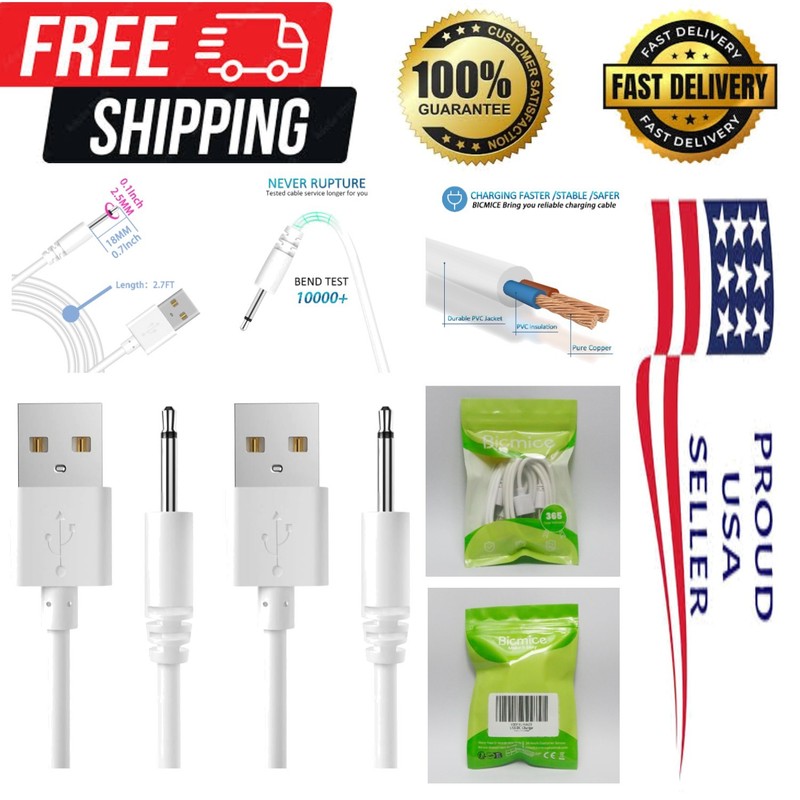 Effortless Charging with 2.7Ft USB DC Cable – 2 Pack for All 2.5mm Devices
