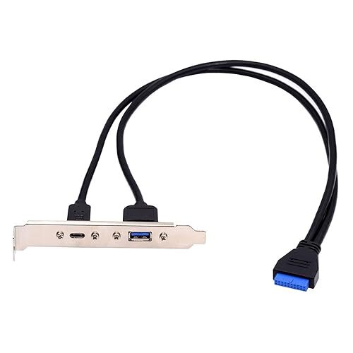 Dual Ports USB 3.0 USB-C Type-C Female to 19/20Pin Header 5Gbps PCI-E 50cm