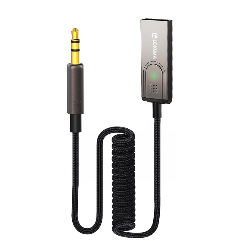 Bluetooth 5.3 to Aux Adapter for Car, USB to TRS 3.5mm Receiver – Adds Blueto…